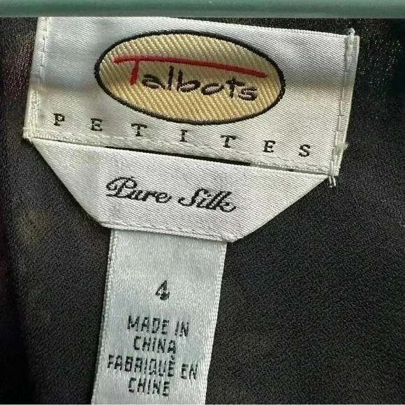 Vintage 1990s Talbots Floral Black Silk Flutter A-Line Midi Dress – Women’s 4 - Picture 6 of 13